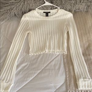 🆕 Long Sleeve White Crop Top